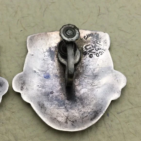 Rare Mexico VGV Modernist Sterling Silver Screw Back Earrings 925 - Picture 4 of 7